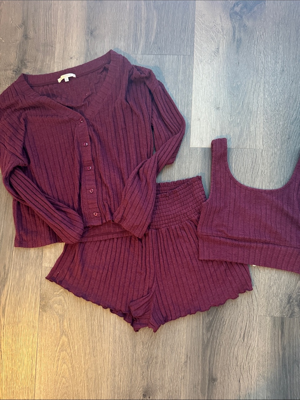 Z Supply Ribbed 3-Piece Lounge Set Merlot